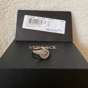 Versace women’s Silver and Gold Medusa Ring 17